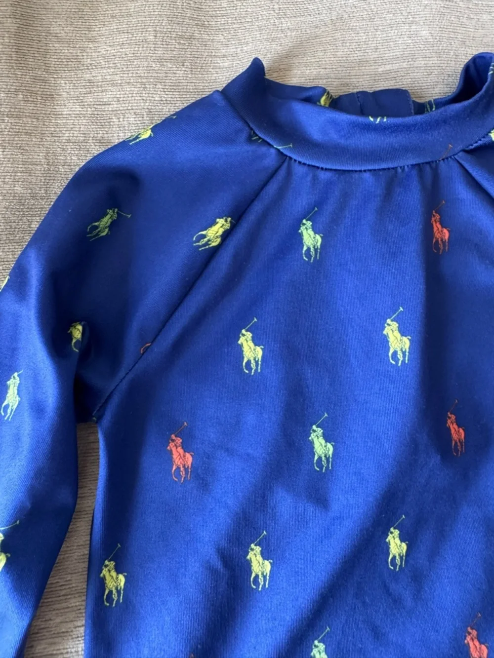 Polo Ralph Lauren Baby Boys Rash Guard 18-24M Blue Pony Print Swim Shirt